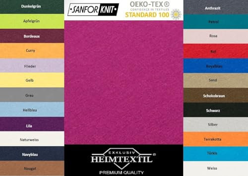 EXKLUSIV HEIMTEXTIL Marke Jersey Spannbettlaken 200 x 220 cm 100% Baumwolle Öko - Tex Zertifiziert, Markenqualität, Matratzenhöhe bis 35 cm, Pink