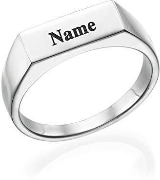 MissChic Namensring, Personalisierte Ring mit Name, Geschenk für Freuen, Herren, Freundin, Mutter, Schwester