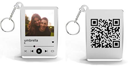 CGFN Porte-clés photo personnalisé style album Spotify Song, utilisez votre photo, votre texte et votre code QR pour personnaliser votre clé.