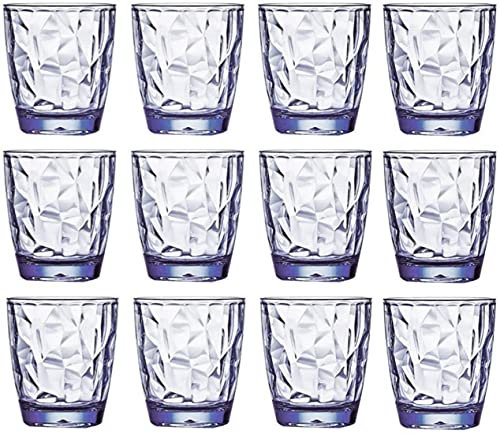 VEILEDGEM 10 Oz Unbreakable Tritan Drinking Glasses Dishwasher Safe Acrylic Glasses Drinkware BPA Free Hard Plastic Cups Reusable Kitchen Water Glasses Drinking Set of 12 (Blue)