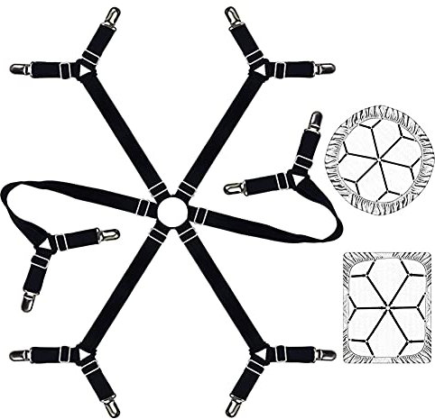 Cooklaza Bettlakenspanner Elastische,Verstellbare Bettlaken Verschlüsse Bettlaken-Verschlüsse für Allround und Vierkantmatratzen (schwarz)
