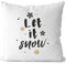 JUNIWORDS Kissen, Let it Snow, goldene Schneeflocken, 40 x 40 cm, 2-farbig, Weiß-Hellbraun