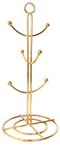 SFTYUFS 14 Inch Mug Holders,6 Holder Tree Mug Holder Coffee Mug Rack Cup Holders Coffee Mugs Tea Cup Storage Rack Counter Bar Accessory Kitchen Organizer Gold