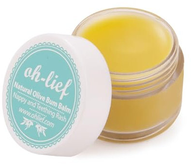 Oh-Lief Natural Olive Bum Balm - Baby Barrier Cream Nappy Rash Lotion, certified Natural & Organic, Cloth Nappy Safe (10ml)