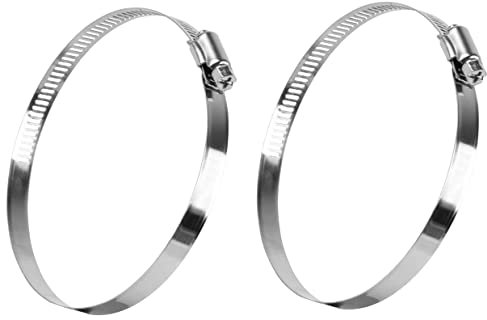 Harapu 4 Inch Duct Clamp, Stainless Steel Large Hose Clamp Adjustable Diameter 91-114mm Worm Drive Clamp for Plumbing Dryer Vent for Automotive Mechanical Agriculture, 2 Pack