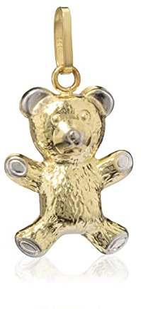 NKlaus Kettenanhänger Bärchen klein 333 Gelb Gold 8 Karat 17,3mm Bär Amulett Bicolor 4047