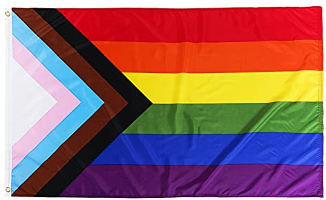Progress Pride Flagge, 152 x 240 cm, lebendiger Regenbogen, LGBTQ+-Unterstützung, lichtbeständig, von USA Top Flags, Inc