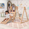 Merax Rutsche und Schaukel für Kinder, 3 in 1 Kinderspielzeug mit Klettergerüst, Schaukel, Rutsche, Kombispielzeug für drinnen, Holzspielzeug für Kinder. Aus massiver Kiefer und Sperrholz