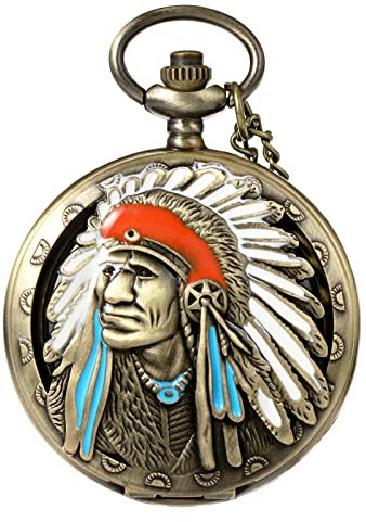 MORFONG Vintage Taschenuhr Quarz Taschenuhr mit Halskette Alte Inder Muster Taschenuhr Antik Uhr für Männer Frauen Vater Opa Geburtstag Jahrestag