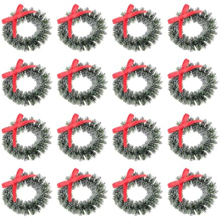FOMIYES 20 STK Weihnachtskranz Mini-tannenkranz Mini-flockkränze Weihnachtskränze Ornamente. Außenwandkranz Kleiner Grüner Kranz Winterkranzdekorationen Hängender Anhänger Haushalt Eisen