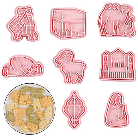 smashing 8 Stück Eid Mubarak Ausstecher - Ramadan Ausstechformen | Slamischen Muslimischen Cookie Cutter Keksausstecher Set | 3D Fondant Mold Mit Kamel, Laterne, Islamischem Stern, Stern, Mondformen