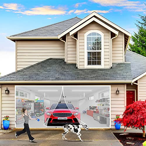 Magnet Fliegengitter Tür Insektenschutz, 280 x 250 cm Strong magnetism schließt automatisch, lässt frische Luft herein, Funktion zum Offenhalten【Weiß】