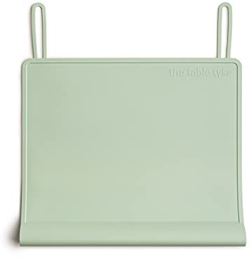 The Table Tyke 100% Silicone Placemat with Teething Edge Bumper/Spill Stopper | Dishwasher Safe, Travel Ready Non-Slip Suction Activity Mat for Infants, Babies, Toddlers, Children, Kids (Sage Green)