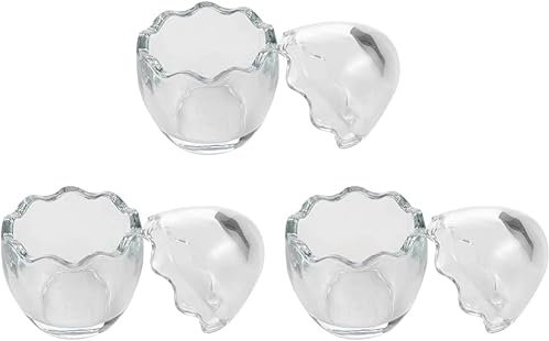 Eiscreme-Dessertbecher, Schüsseln, Puddingbecher aus Glas, Eierschalenform: 3 Stück, Puddingbecher im gebrochenen Ei-Stil, Gelee-Backbecher for Vorspeisen, Desserts, Verkostungen, Proben, 100 ml