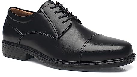 La Milano Herren Oxfords Klassische Moderne Runde Captoe Schuhe, Breit-8-schwarz, 11 X-Wide