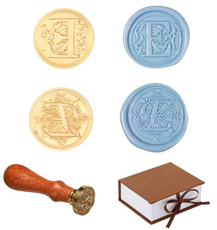 Comealltime 2 Stück Retro Alphabet Siegelwachs Stempel, A~Z Initialen Wachs Stempel mit Holzgriff, Vintage 26 Buchstabe 25mm Abnehmbarer Messingkopf Für Invitations Cards Gift Wrapping Decor(Letter E)