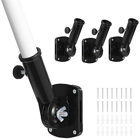 Coolty 4 supporti per asta portabandiera multi-posizione, staffa di montaggio regolabile in lega di alluminio, diametro interno 2,5 cm (nero)