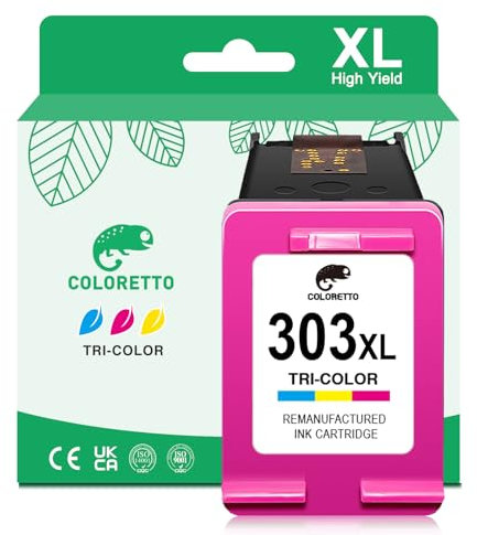 COLORETTO 303XL (1 Farbe) Ersatz-Tintenpatrone für Wiederaufbereitete Druckerpatronen für HP 303 XL für HP Envy 6200, 7100, 7134, 7220e, 7221e, 7224e, 7800, 7900e HP Tango Druckers