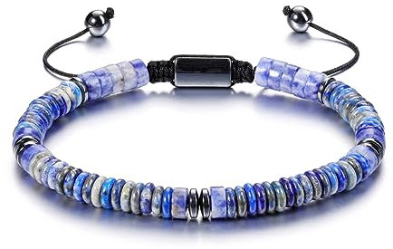 JSDDE Lapislazuli Armband Edelsteine Armband Geflochten einstellbar Perlenarmband Glücksbringer Geschenk für Valentinstag Muttertag Geburtstag