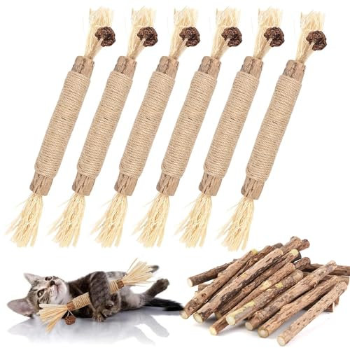 MarverFace 21 Stück katzenminze sticks, 6 katzenminze Spielzeug 15 matatabi sticks Katzen kaustangen, Katzen kaustangen Sticks für Katzen Zahnpflege Natürlich Sicher