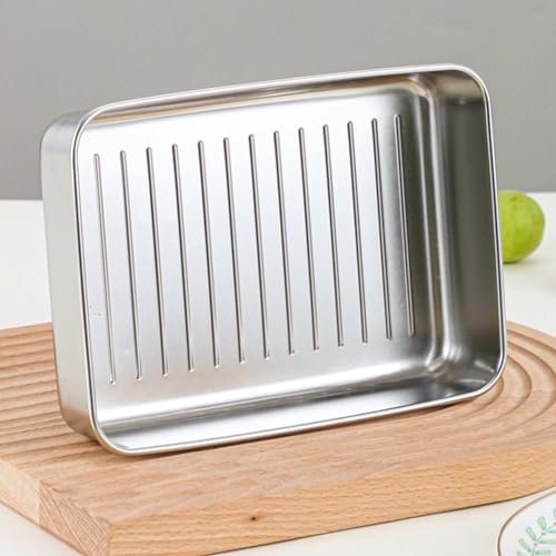 AIDNTBEO Bandeja cuadrada de acero inoxidable 304 con tapa, contenedor de almacenamiento de alimentos, bandeja cuadrada para servir 400/800/1200/2000 ml (800 ml)
