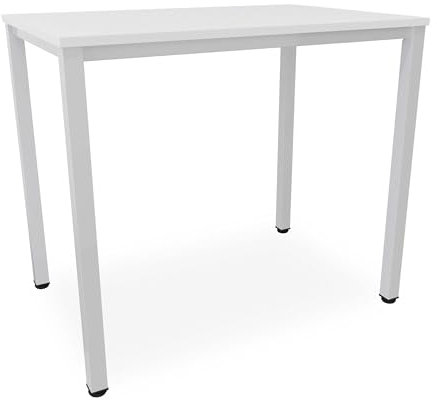 Stehtisch Büro-Besprechungstisch Metallgestell grau, Beine quadratisch, Steh-Arbeitstisch Gesamthöhe 112,5 cm, Pausentisch Empfangstisch hauseigene Fertigung, Workstation (Weiß, 120 x 80 cm)