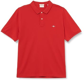 GANT Herren Poloshirt - REGULAR SHIELD, Kurzarm, Knopfleiste, Pique, Stickerei Rot (Ruby) 2XL