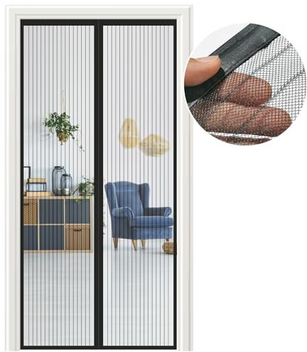 Meet Beauty Moustiquaire Porte Fenêtre 80x215cm | Moustiquaire de Porte Haute Qualité | Installation Facile sans Perçage, Idéal pour l'Été – Noir