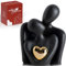 LCCCK Moderne Mini Keramik Paar Figur mit Herz – Abstrakte Liebesstatue & Skulptur Deko für Wohnzimmer, Schlafzimmer, Tisch oder Regal – Geschenk zum Jahrestag, Valentinstag oder Hochzeit