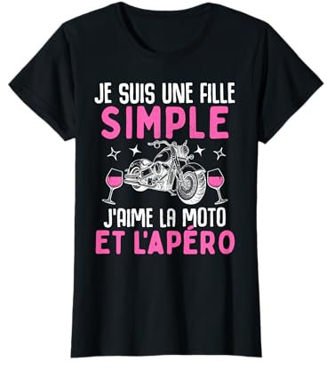 Fille simple j' aime la moto apéro motorcycle femme motard T-Shirt
