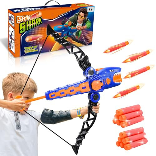 Veopoko Toys for 3 4 5 6 7 8 Year Old Boy, Bow and Arrow Set Kids Shark Toys Boys Toy Age 3 4 5 6 7 8 Gifts for 3 4 5 6 7 8 Year Old Boys Girls Bow and Arrow Outdoor Toy for 3-8 Year Olds Kids