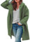 Winterjacke für Damen, langärmelig, lässig, Licht, lockere Passform, warm, Winter, Outwear, modische Reversjacke, Mäntel, Gürtel, Mantel, Wolle, grün, XL