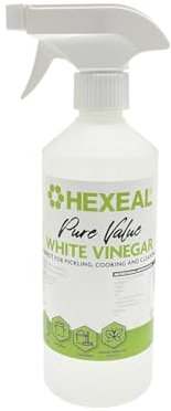 Hexeal Pure Value White Vinegar 500ml Spray – 500ml Spray Bottle of Food Grade White Vinegar for Cooking, Cleaning, Pickling & Baking – Cleans Surfaces & Deodorises & Removes Grime