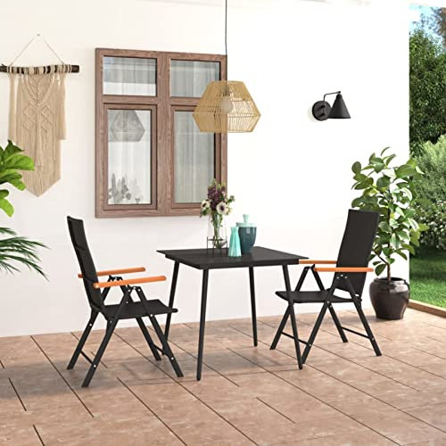 Brokky 3-TLG. Garten-Essgruppe Schwarz und Braun Lounge Set Outdoor Gartengarnitur Essgruppe Essgruppe