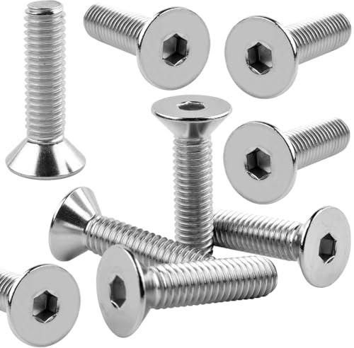 NJCXOLA 100 Pezzi Viti a Testa Bombata con Esagono Incassato e Flangia M4*10mm,Bullone Meccanico Acciaio Inox Viti Completamente,Filettatura Completa Metrica