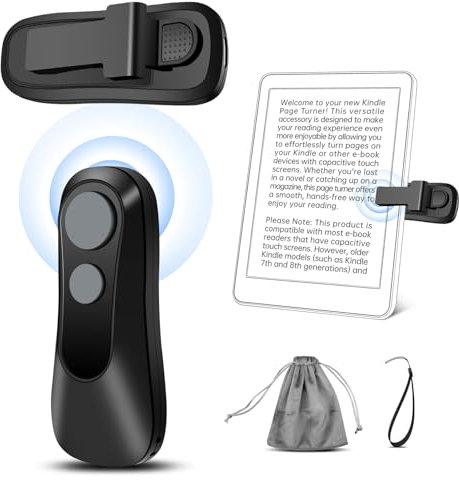 Télécommande tourneur de page pour Kindle Paperwhite accessoires, liseuses Oasis Scribe Kobo, tourne-page pour iPad, tablettes, lecture, romans, prise de photos, appareil photo, enregistrement vidéo à