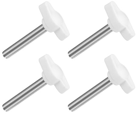 QUARKZMAN M6 x 40mm Tornillos Moleteados, 4pcs Perillas de Ala en T Rosca Macho de Acero Inoxidable 304 Tuerca Pomo de Mango Asas Ajustables Sujeción Manual para Máquina, Blanco, 27mm Ancho