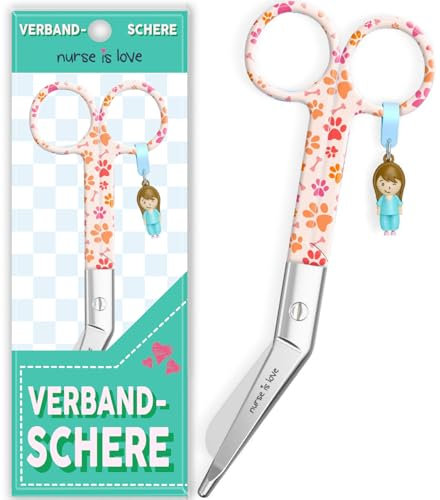 Nurse is Love Forbici Infermiere | Forbici Infermiera per Bendaggio | Forbici infermiera Curve, Punta Arrotondata. Rafforza Il Tuo Kit Pronto Soccorso, Infermiere Accessori. Cani arancioni