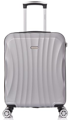 RAYKONG Valise Cabine ABS 55x40x20cm (44L) - Capacité Maximale - Petites valises de Voyage légères 20 Pouces - (RK03|Argent)