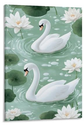 Weißer Schwan Leinwand Bilder Tiere Leinwanddruck Wanddeko Bild Dekoration Für Zimme Wasserdicht HochwerTiger Kunstdruck Für Schlafzimmer, Heimdekoration Tiere