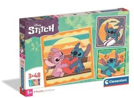 Clementoni - Puzzle Infantil 3X48 Piezas Square Stitch, Puzzle Infantil Personajes Stitch Walt Disney, 25062