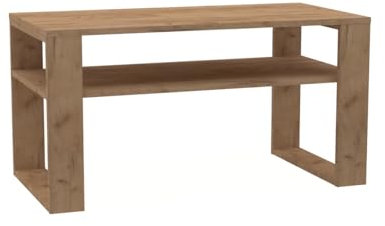 Bracia Mebelek Couchtisch Holz – Wohnzimmertisch Goldene Eiche - Tisch Wohnzimmer – Sofatisch 100x50 – Moderner Holztisch mit zusätzlicher Ablagefläche