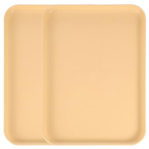 sourcing map 2Pcs Plastic Serving Trays, 12.2 x 8.7 Inch Rectangle Food Serving Cafeteria Trays for Kitchen Restaurant Coffee Fruit Burger Lunch Dessert, Yellow