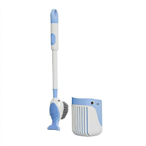 Saugnapf Toilettenbürste Set Wal Form Toilettenbürste - 40cm Kunststoffbürste mit Flüssigkeits-Zugabe Funktion | Lustiges & Effizientes Reinigungswerkzeug, Wandhalter für alle Arten von Toiletten