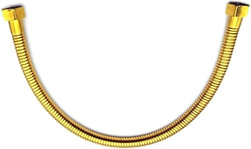Gold Plumbing Pipe,Golden Plumbing Hose 1/2 Angle Valve Connector, Stainless Steel Gold Toilet Hose for Bathroom,Fittings Length 50cm