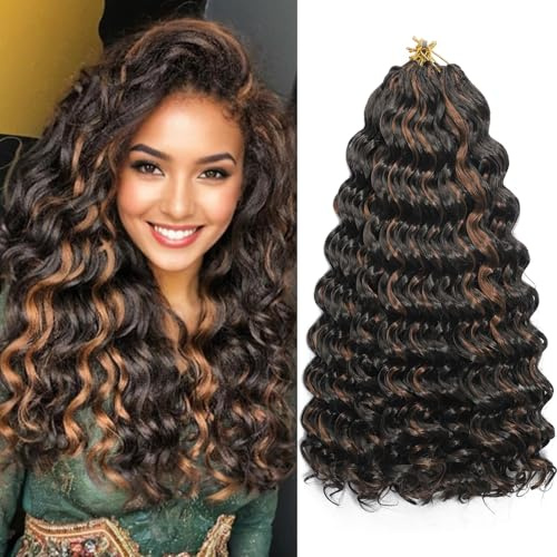 Ocean Wave Crochet-Haar synthetische Lockenzöpfe für schwarze Frauen(P4/30#, 14 Inches)