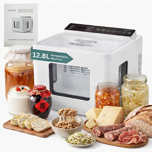 FermentPro 12.8L Smart Yogurt Maker Machine & Fermentation Kit, Kombucha, Kimchi, Natto, tempeh, Sourdough Maker, Temp Control 50-115°F, Timer 1 Hr -30 Day, Post-Ferment Cooling