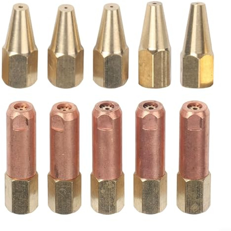 Filteilect Lot de 10 buses de torche de brasage au gaz propane acétylène pour soudage à l'oxygène H01-2, 10 embouts MIG avec tête chauffante multi-flammes, conducteurs en laiton cuivré, compatibles