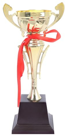 QOIFLYIN Metall Pokal Gold 32 cm, Goldene Trophäe, Gold Ball Trophy, Weltmeisterschaft Pokal, für Sportveranstaltungen, Wettbewerbe