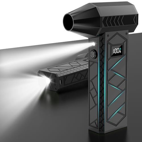 Electric Air Duster – 200000RPM Super Power Cordless Reusable Compressed Air Dusters, 4-Speed Adjustment, 10000mAh Battery, Dual LED– Compressed Air Cleaner for PC, Home and Outdoor Use (Black)